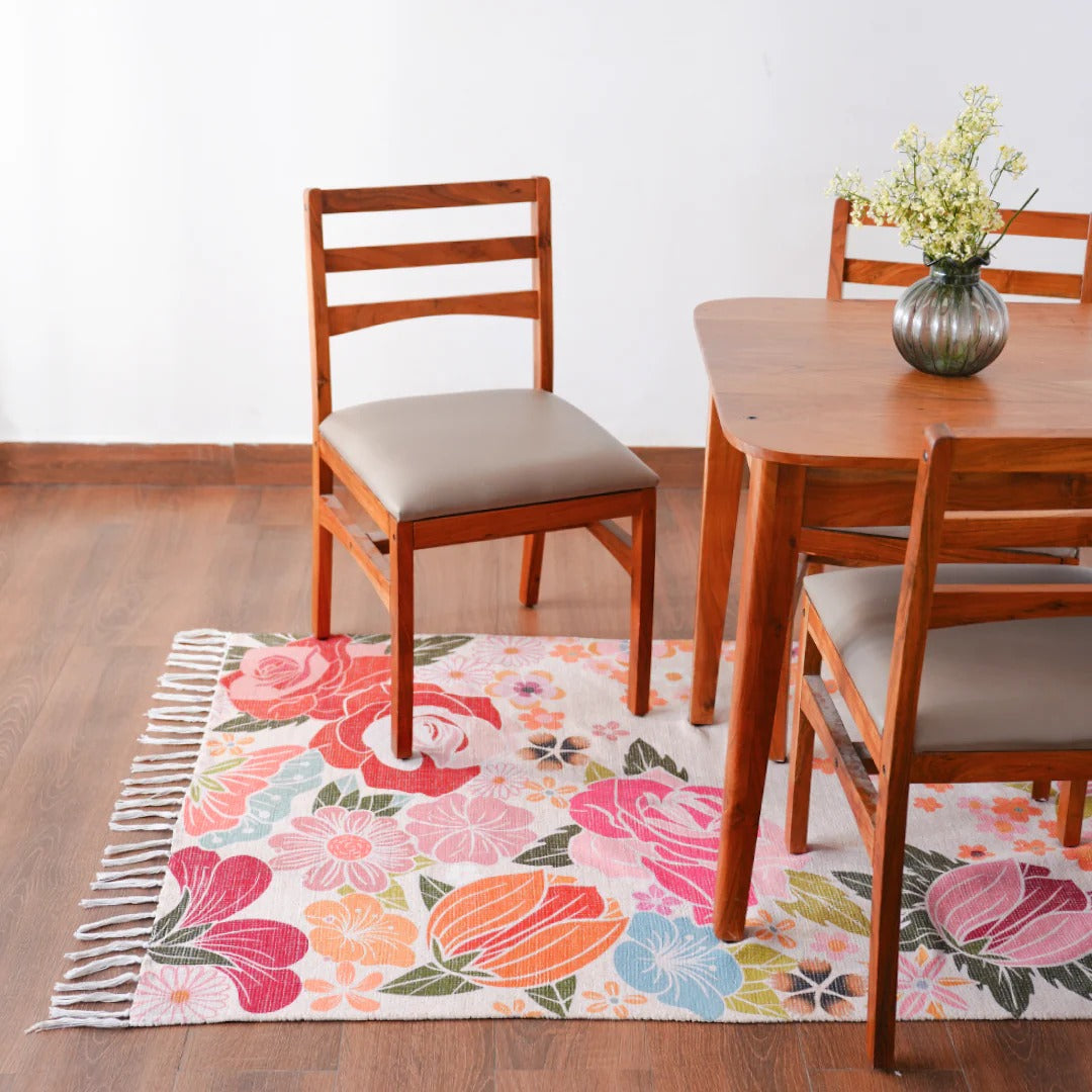 Floral Chenille Cotton Rug