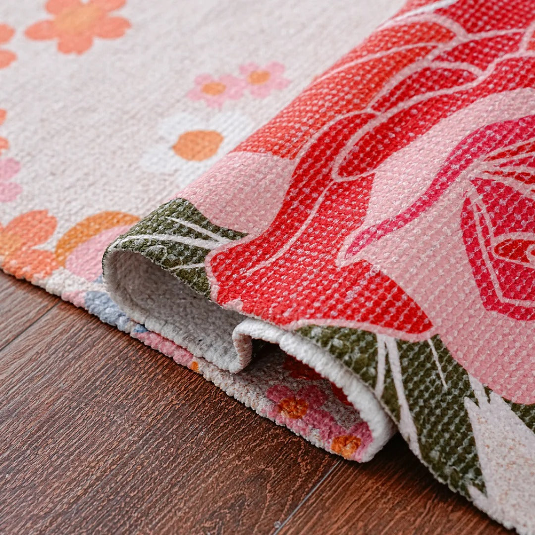 Floral Chenille Cotton Rug