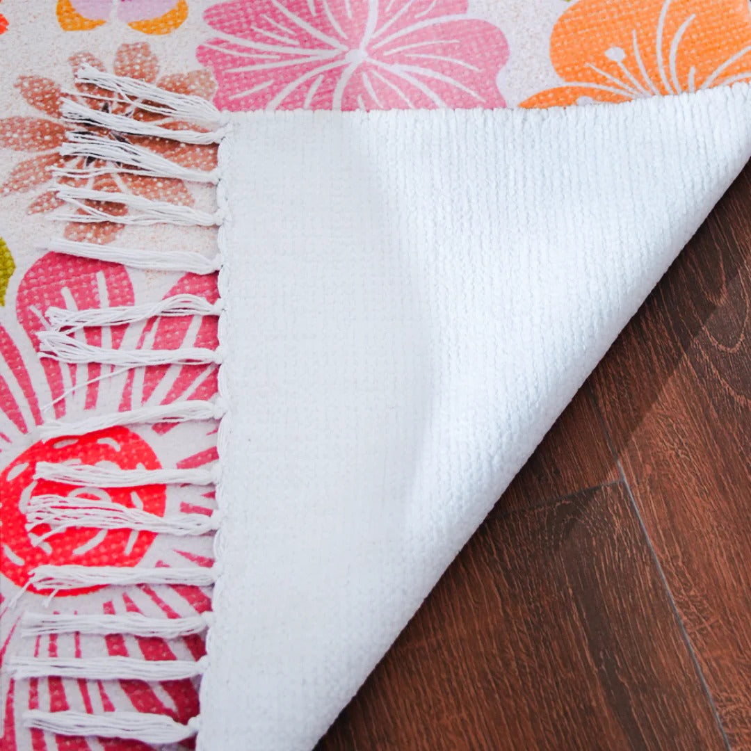 Floral Chenille Cotton Rug