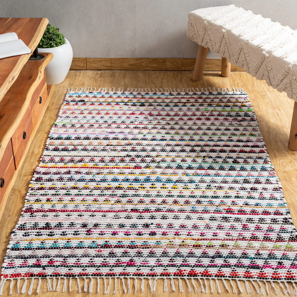 Vivid Visions Area Rug – Handwoven Recycled Cotton