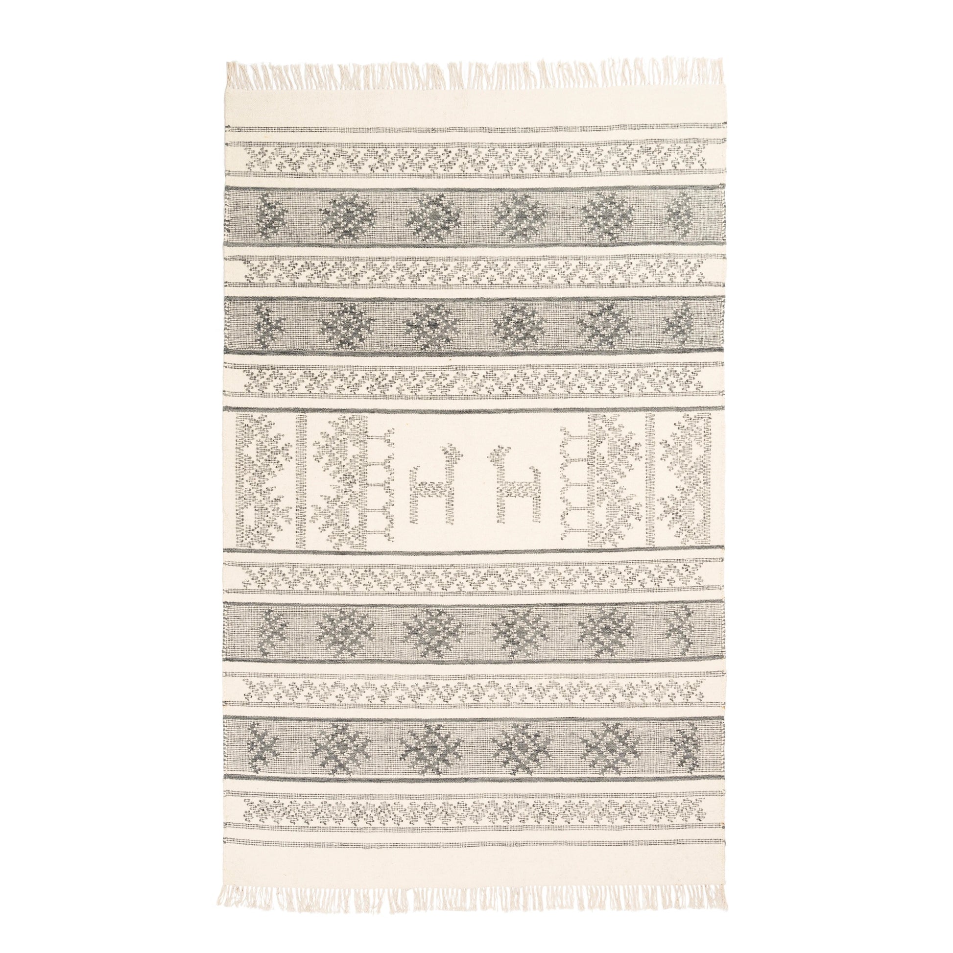 Anaya Pearl Wool Rug – Handwoven Panja Oriental Rug in Off-White with Subtle Grey Accents