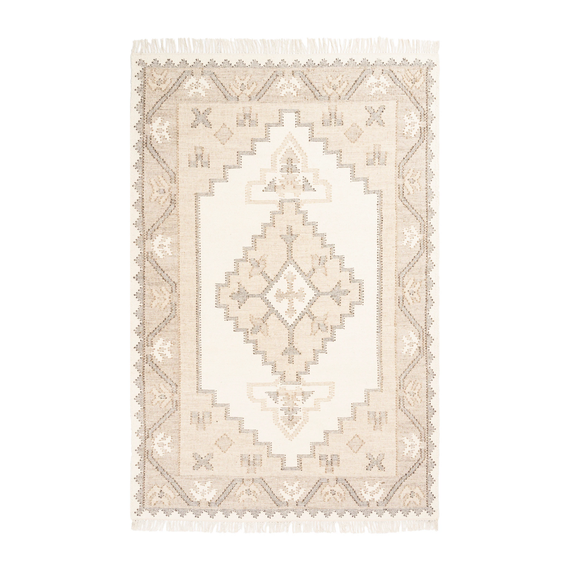 Handmade Beige Wool Kilim Rug – Traditional Panja Loom Weave