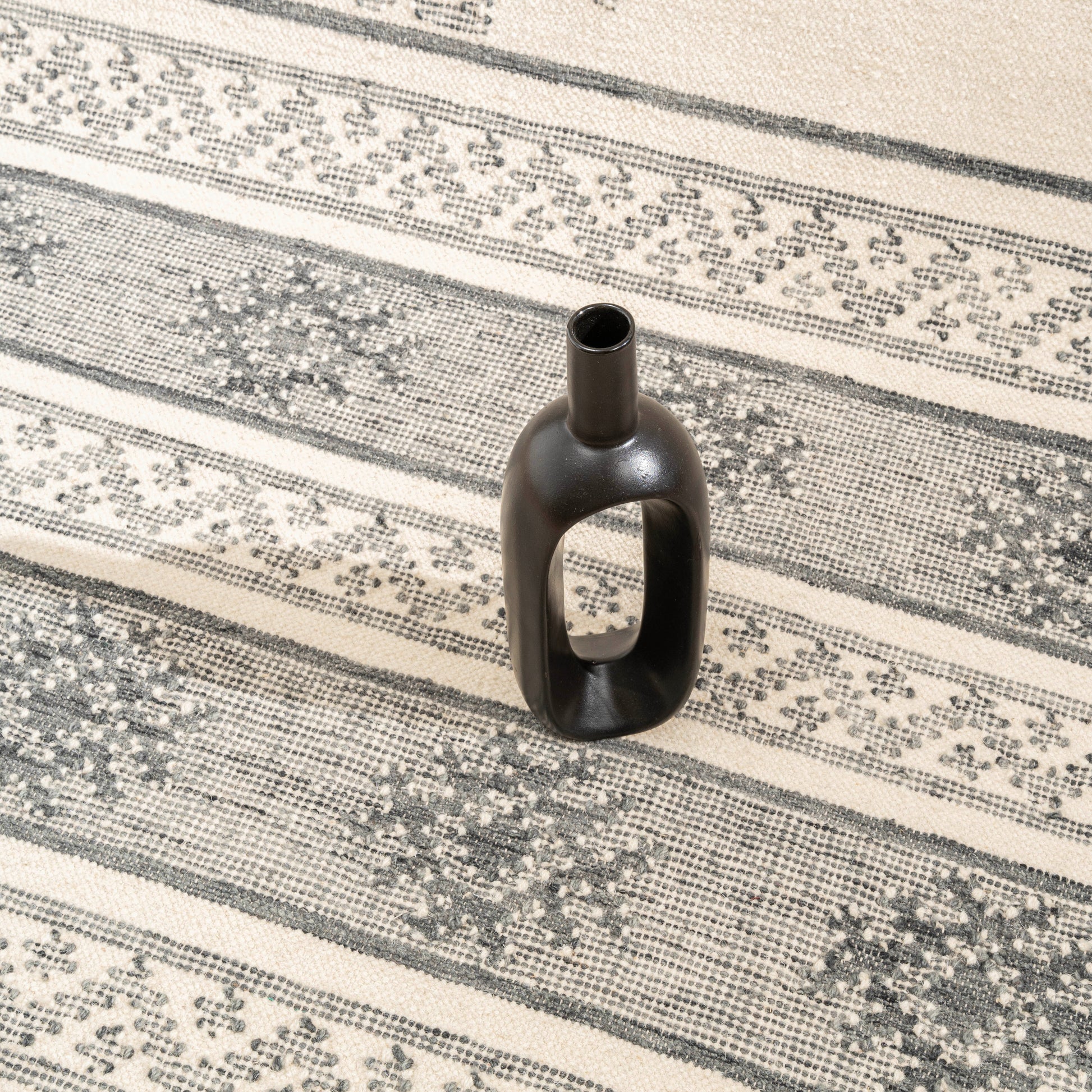 Anaya Pearl Wool Rug – Handwoven Panja Oriental Rug in Off-White with Subtle Grey Accents