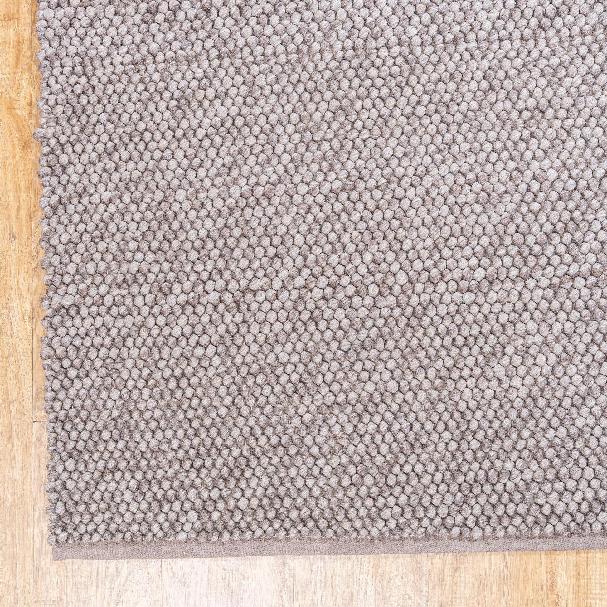 Handwoven Brown Wool Area Rug – Chunky New Zealand Wool Loop Weave