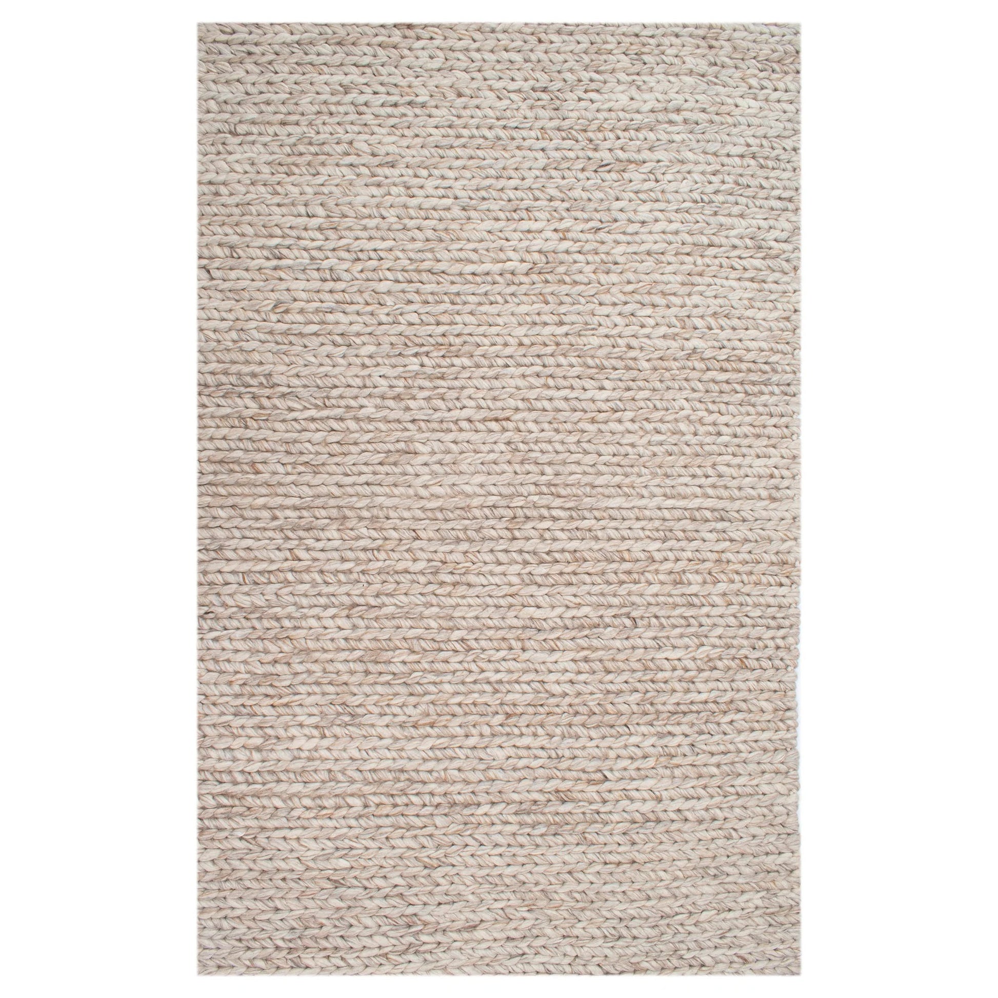 Chunky Wool Braided Rug – Handwoven Wool in Beige
