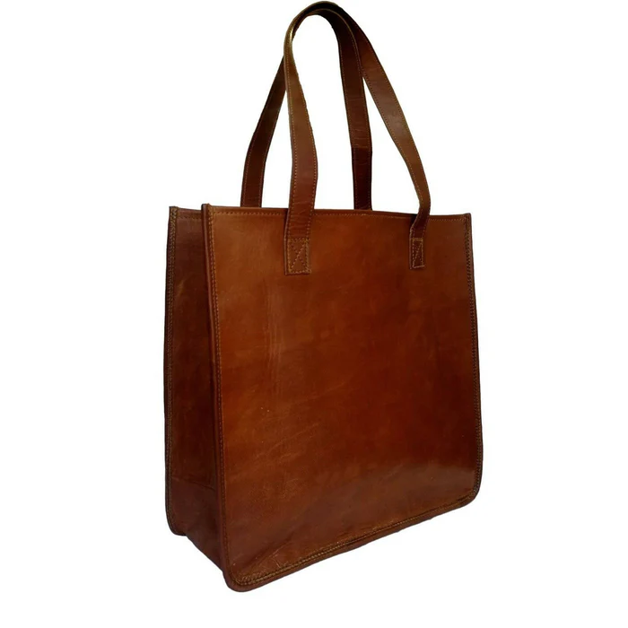 Aurelia Vintage Full-Grain Leather Tote – 16″ Everyday Work & Travel Bag for Women