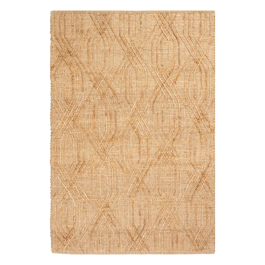 Quinn Grid Hemp Rug – Handwoven Jute Area Rug with Geometric Design in Natural Tone.