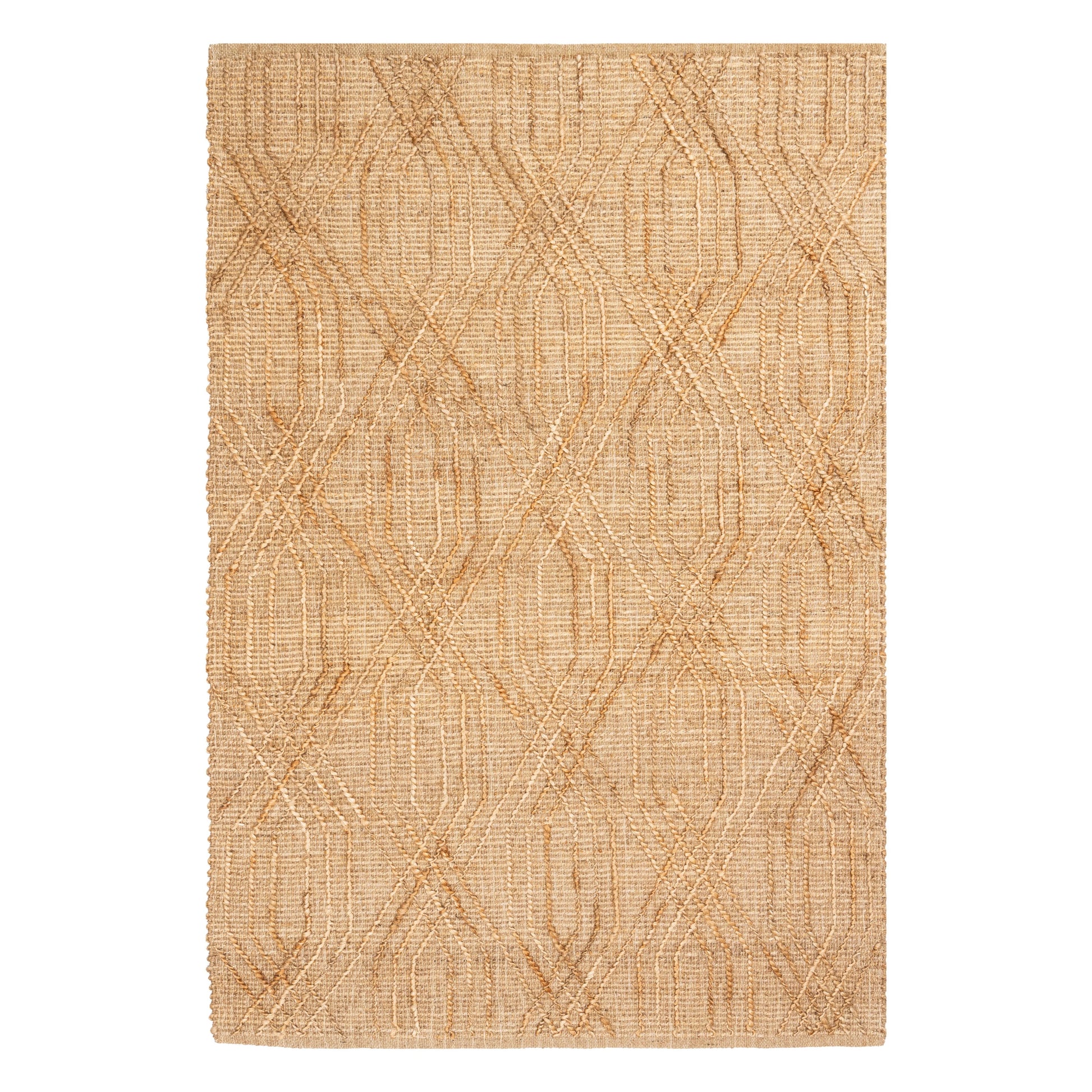Quinn Grid Hemp Rug – Handwoven Jute Area Rug with Geometric Design in Natural Tone.