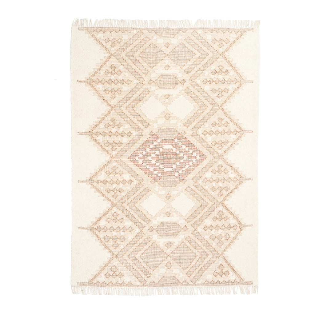 Heritage Harmony Wool Rug – Handwoven Panja Loom Rug in Ivory & Textured Beige  ⸻