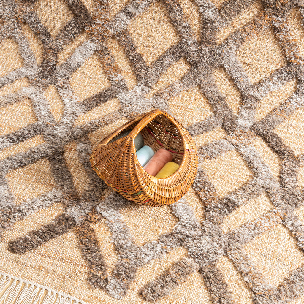Lina Layered Rug – Natural Wool & Jute, Handwoven to Last