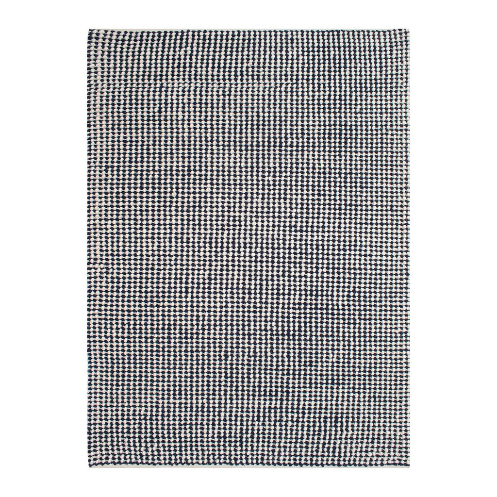 Opal Weave Area Rug – Handwoven Chunky Wool Rug in Ivory & Midnight Blue Stripes