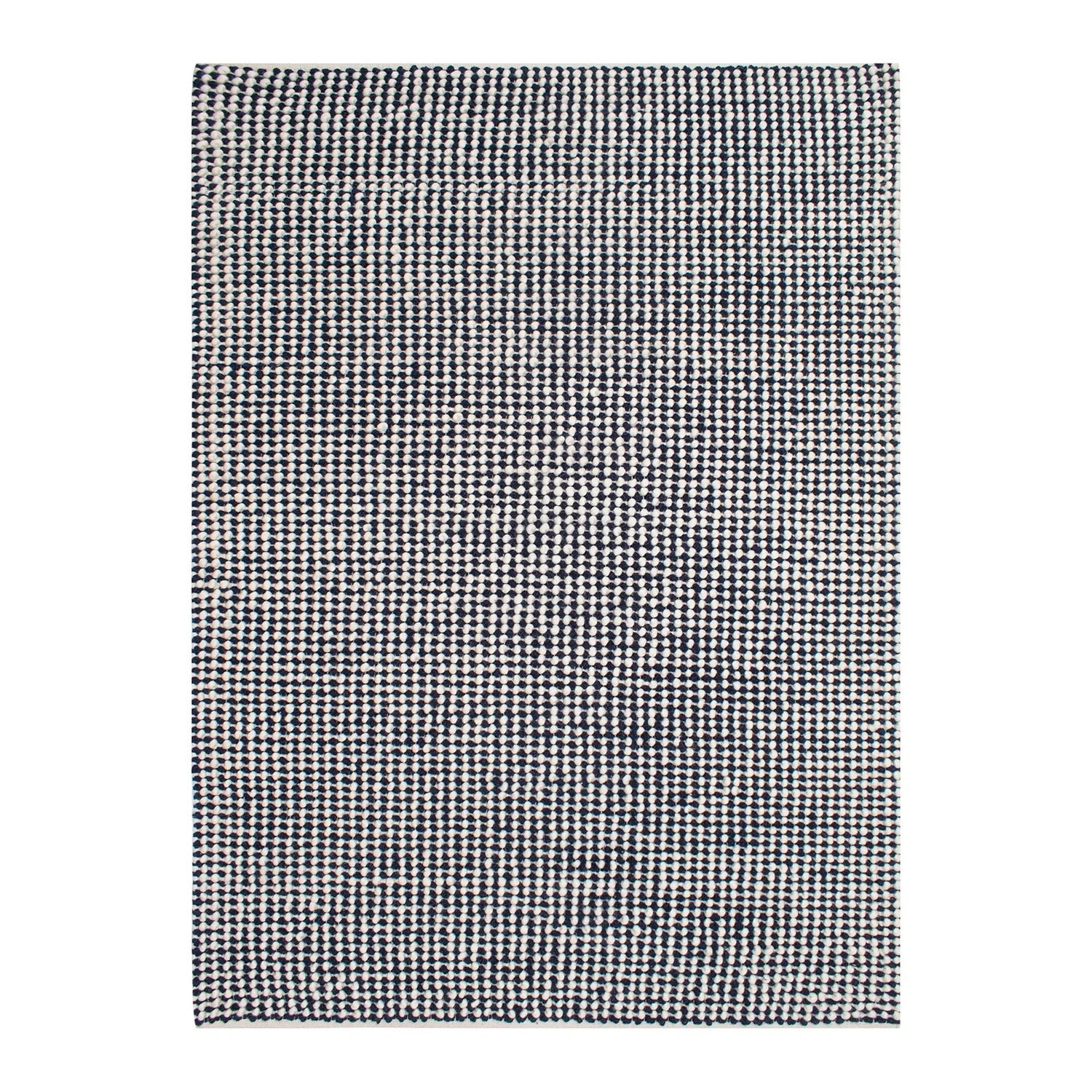 Opal Weave Area Rug – Handwoven Chunky Wool Rug in Ivory & Midnight Blue Stripes