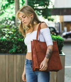 Aurelia Vintage Full-Grain Leather Tote – 16″ Everyday Work & Travel Bag for Women