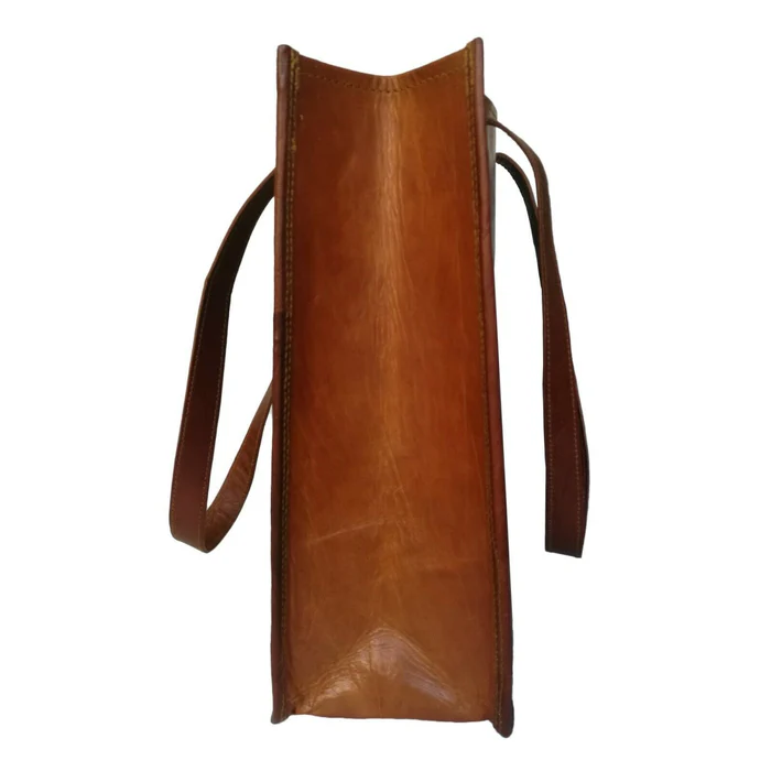 Aurelia Vintage Full-Grain Leather Tote – 16″ Everyday Work & Travel Bag for Women